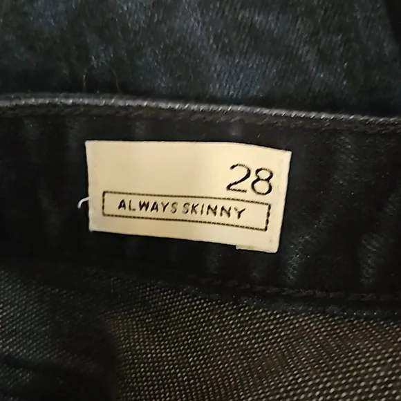 Gap 1969 Always Skinny Mid-Rise Straight Blue Black Cheetah Print Denim Jeans 28 - Picture 6 of 16